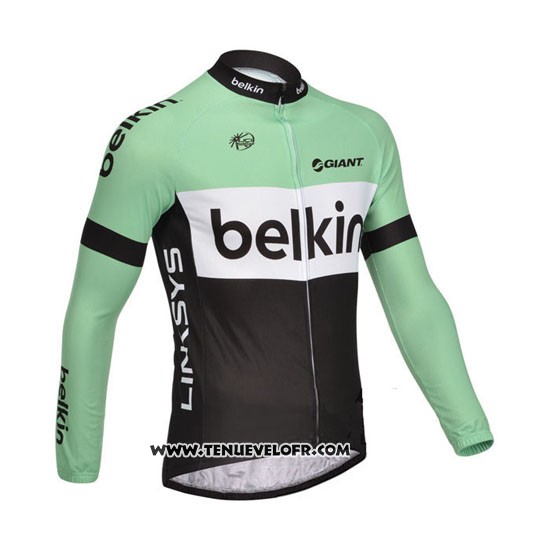 2013 Maillot Ciclismo Belkin Noir et Vert Manches Longues et Cuissard